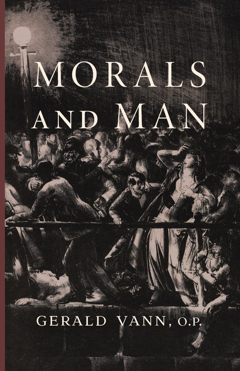 Book cover for Morals and Man, with title text and Gerald Vann, O.P.