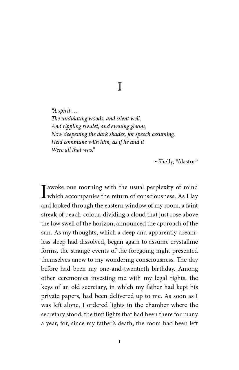 Phantastes interior page with paragraphs and poem lines