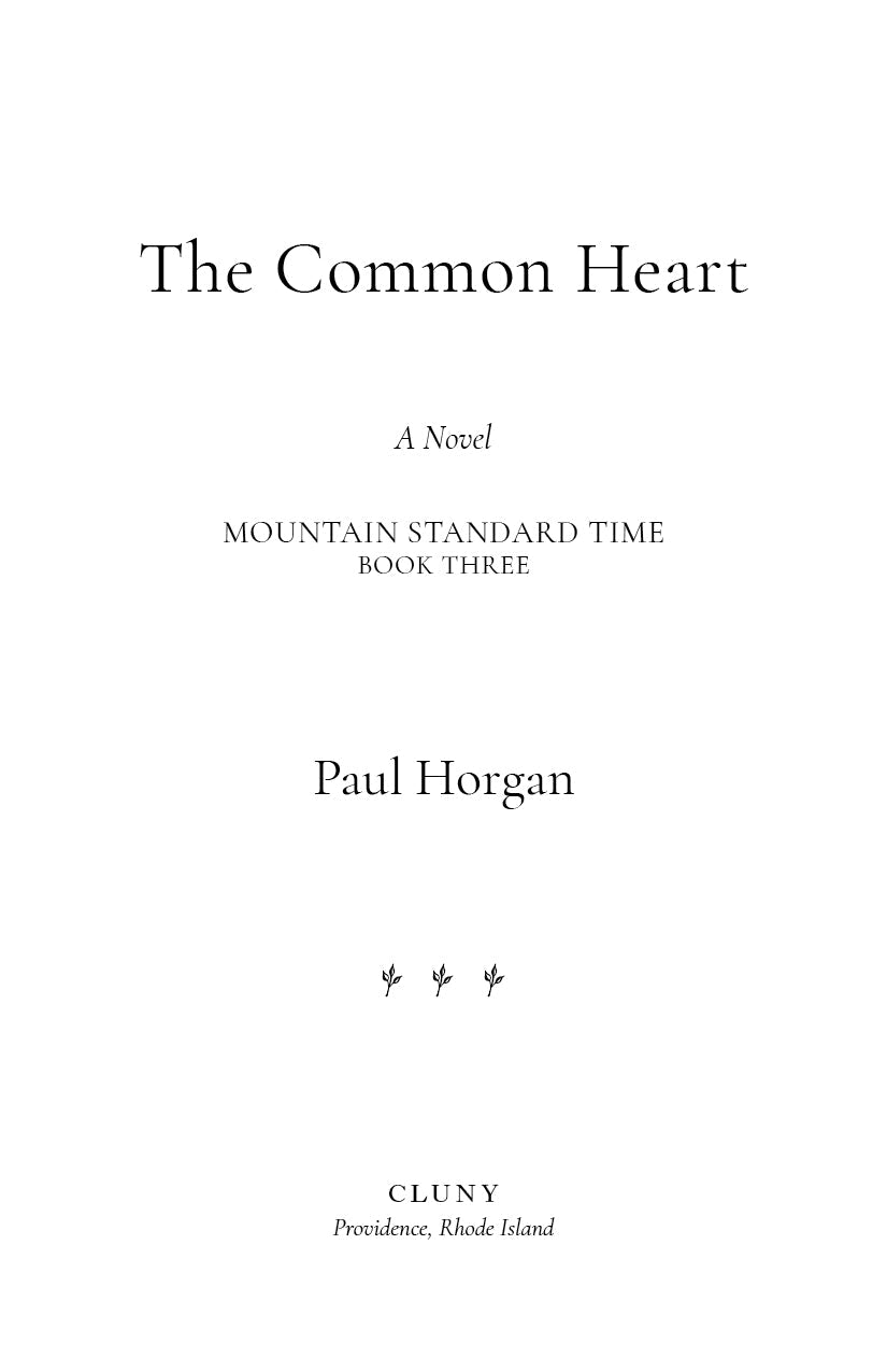 Novel book title page with The Common Heart and Paul Horgan