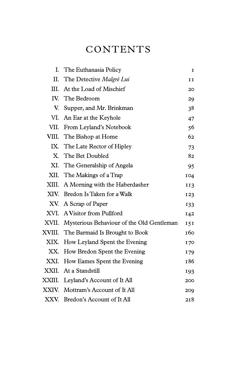 Book contents page listing chapters with page numbers
