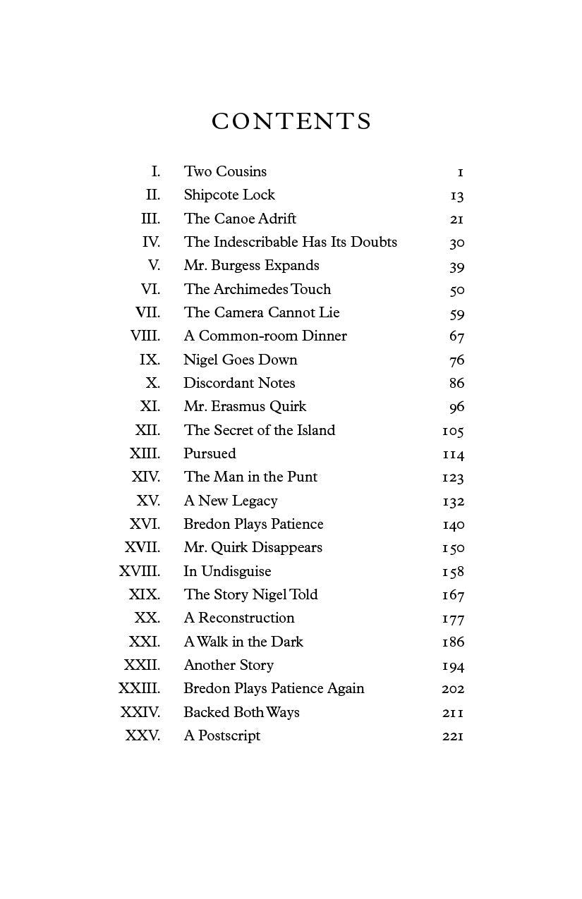 Book contents page with heading "CONTENTS" and numbered chapter list