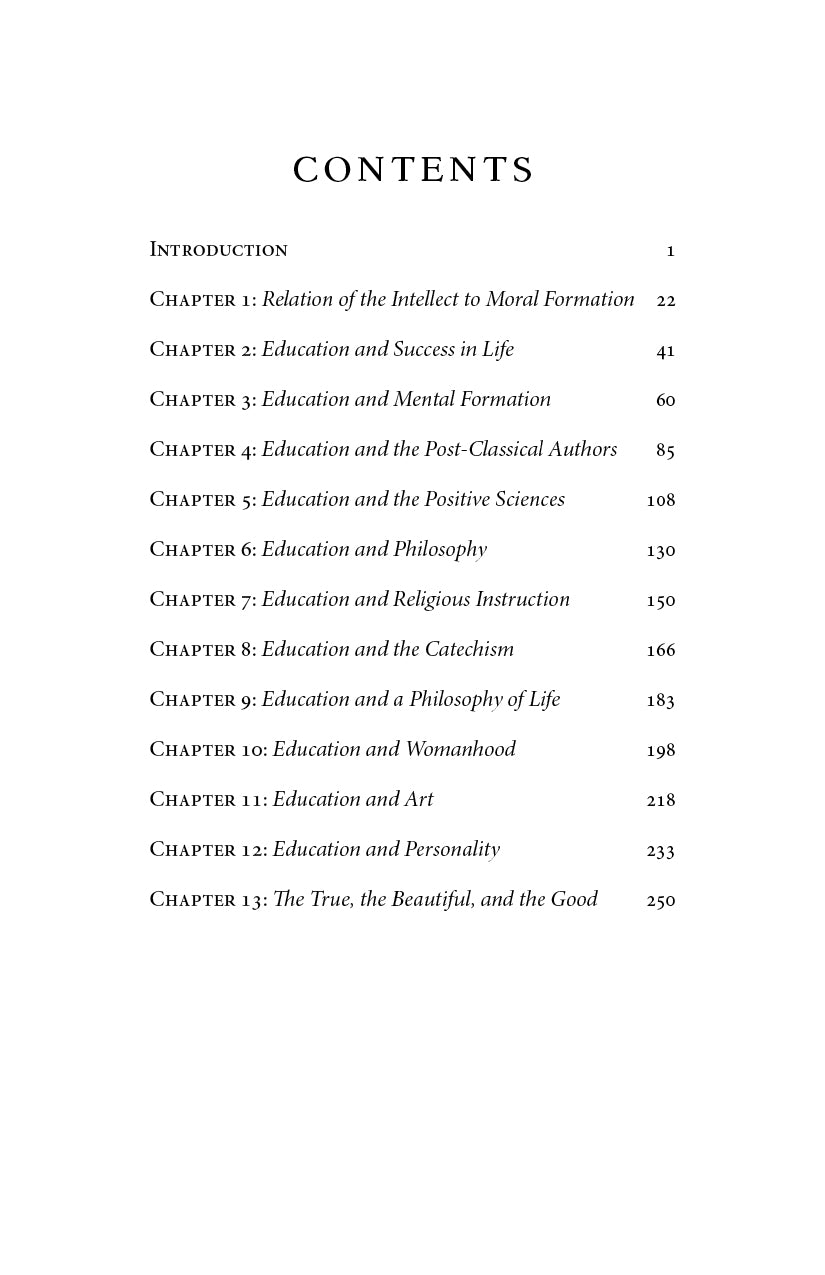 Book contents page listing chapters and page numbers.