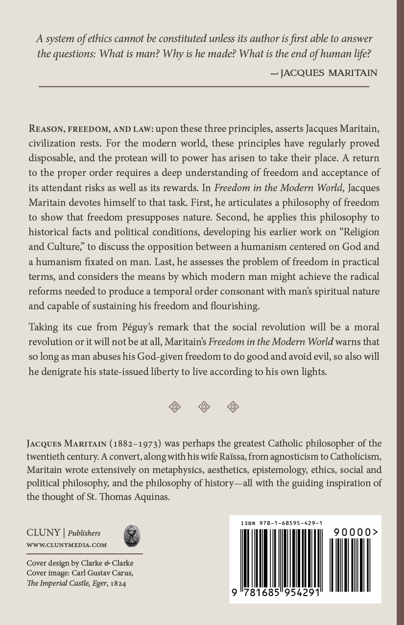 Freedom in the Modern World book back cover with text excerpt and barcode