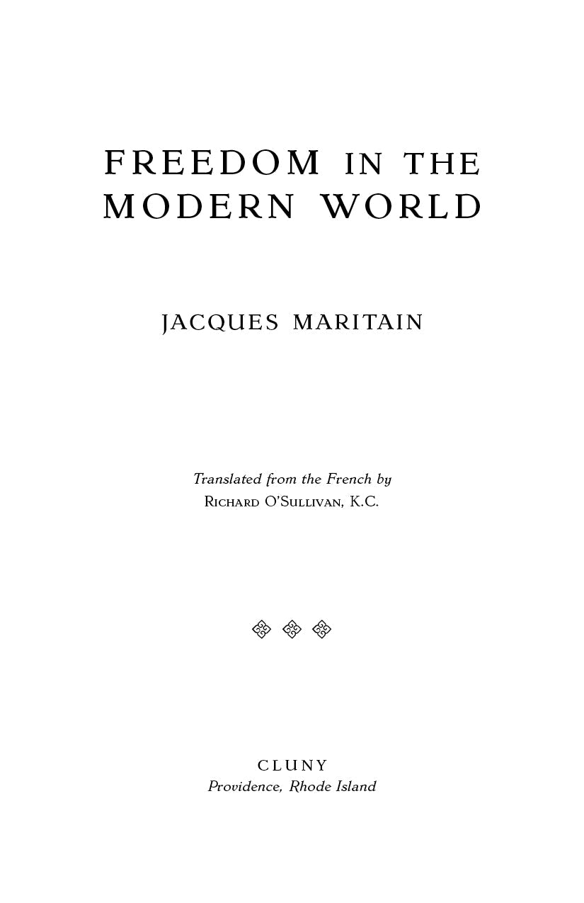 Freedom in the Modern World title page with author and translation credits
