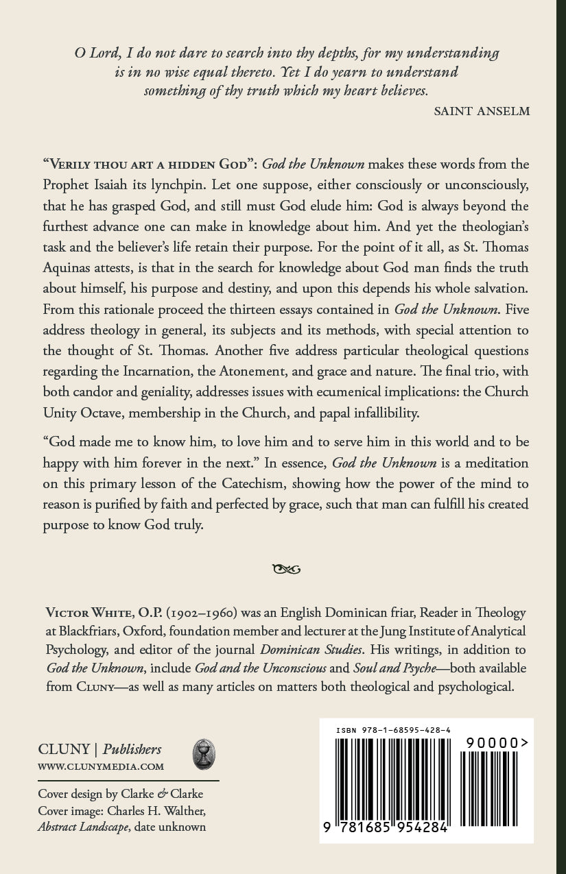 Theological essays book back cover with quote text, publisher info, and barcode