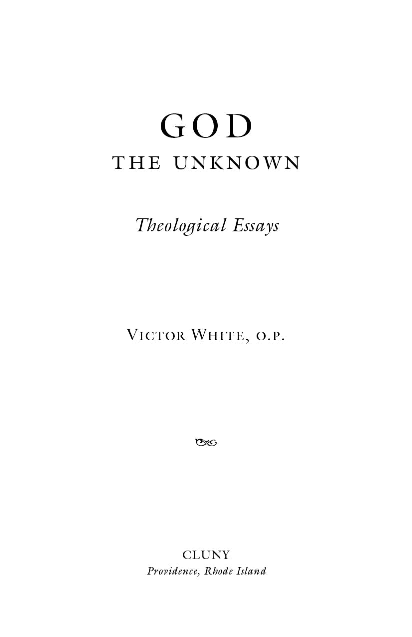Theological essays title page with God the Unknown, Victor White O.P., and Cluny