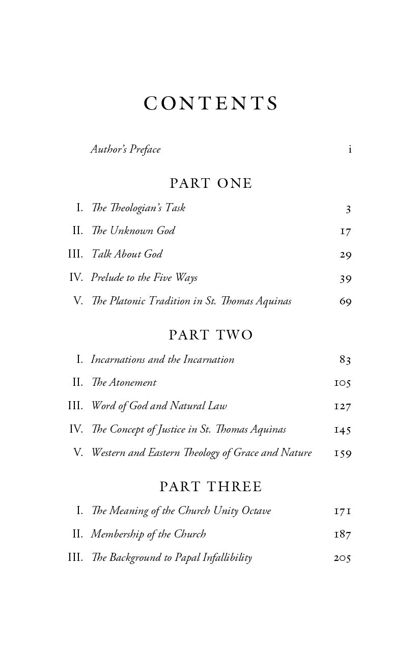 Book contents page showing chapters for Part One and Part Two