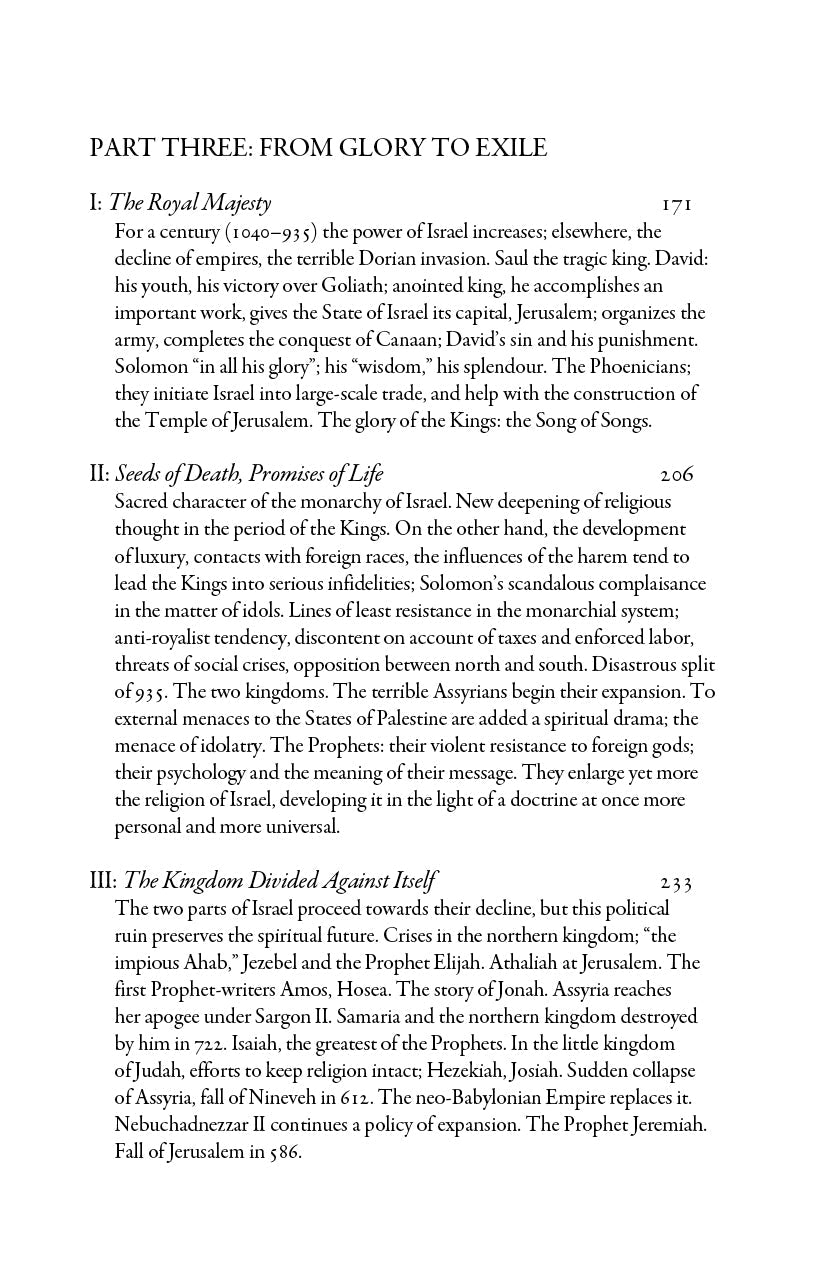 Sacred History chapter text page with numbered headings