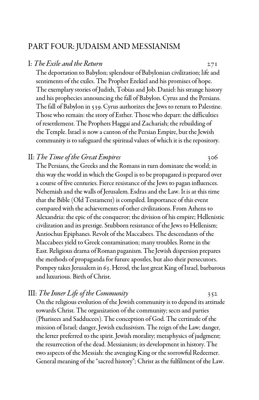 Sacred History chapter text page with headings and paragraph columns