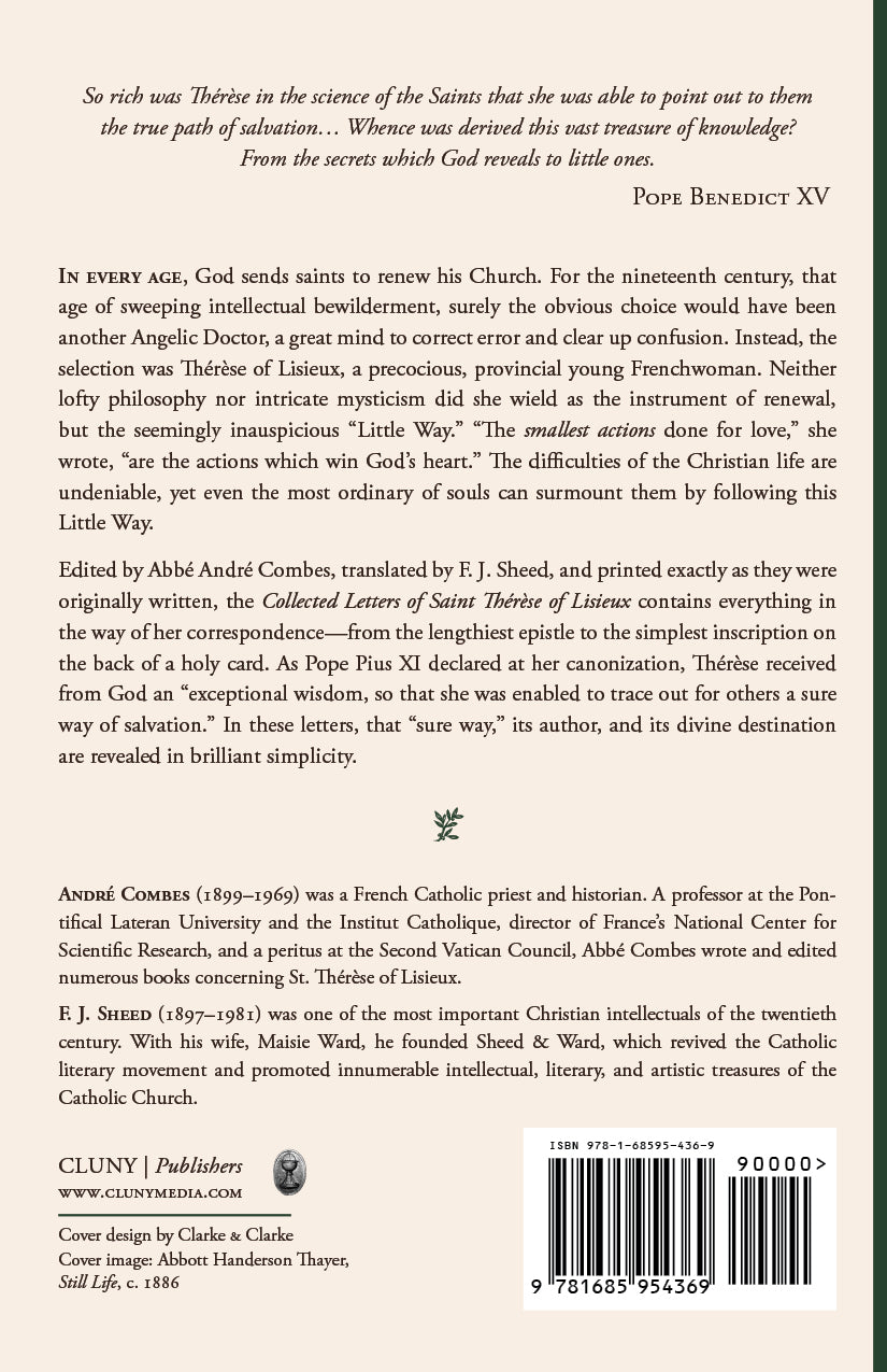 Collected Letters of Saint Thérèse of Lisieux back cover with text and barcode