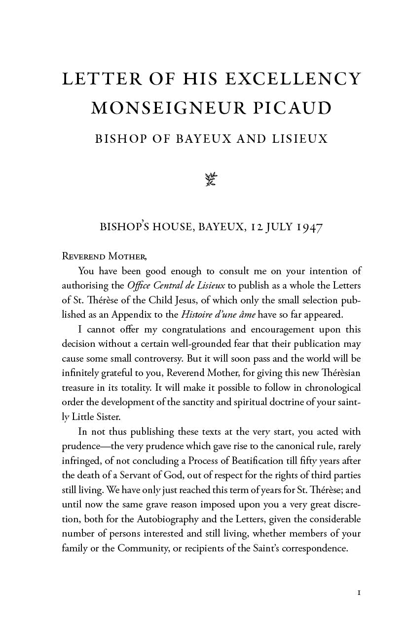 Letter page: 'Letter of His Excellency Monseigneur Picaud' in Collected Letters