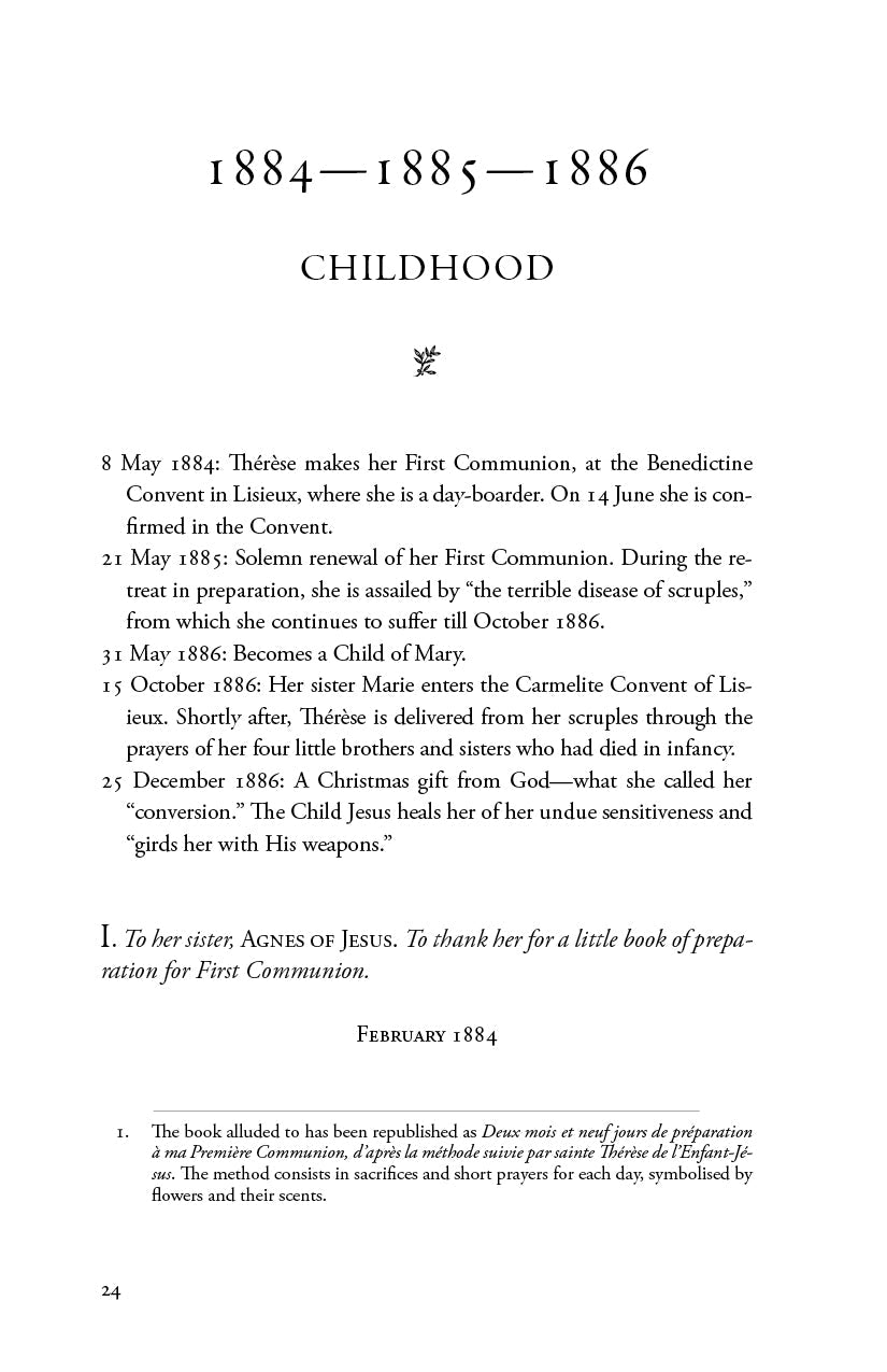 Chapter page 'Childhood' (1884) in Collected Letters of Saint Thérèse of Lisieux