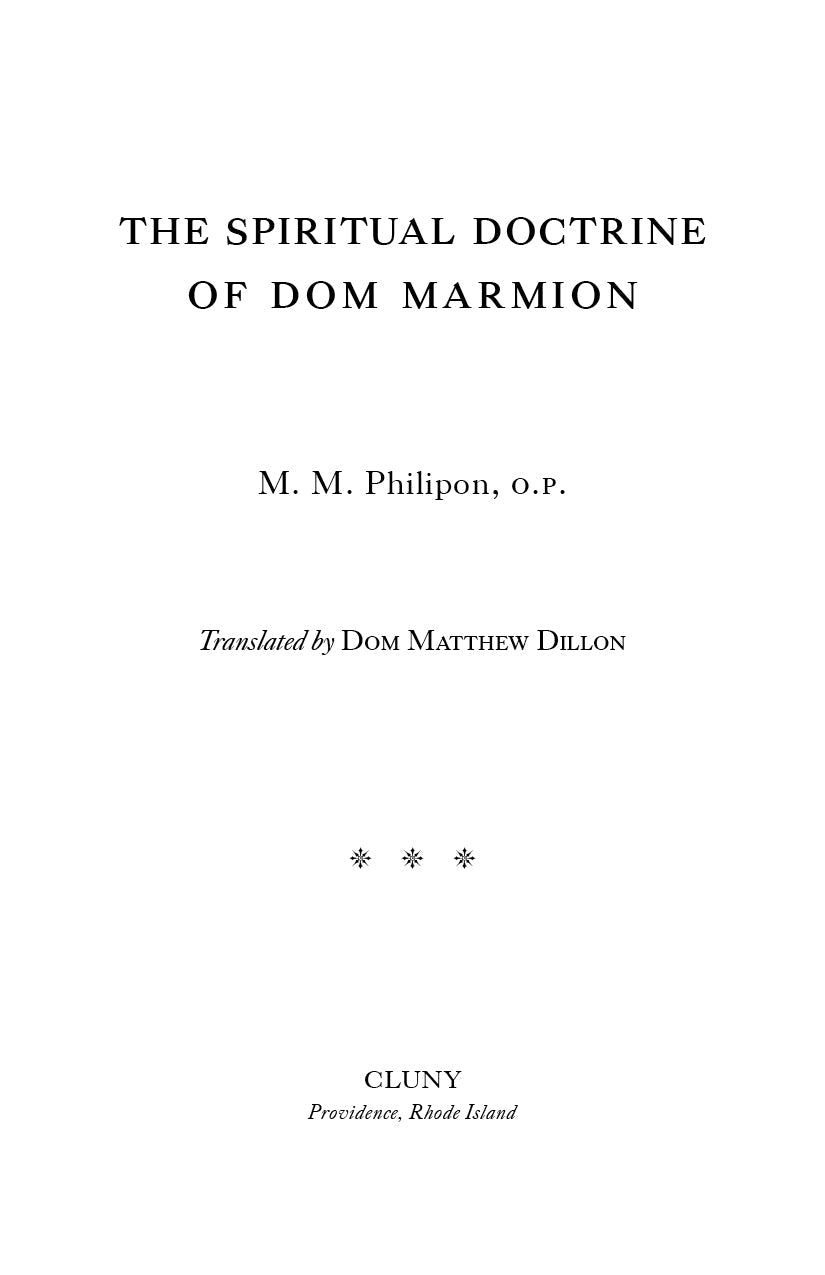 Title page: The Spiritual Doctrine of Dom Marmion by M. M. Philipon, O.P.