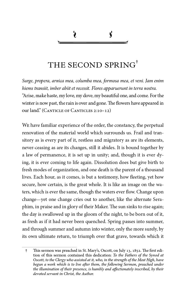 Book page titled The Second Spring with serif paragraph text