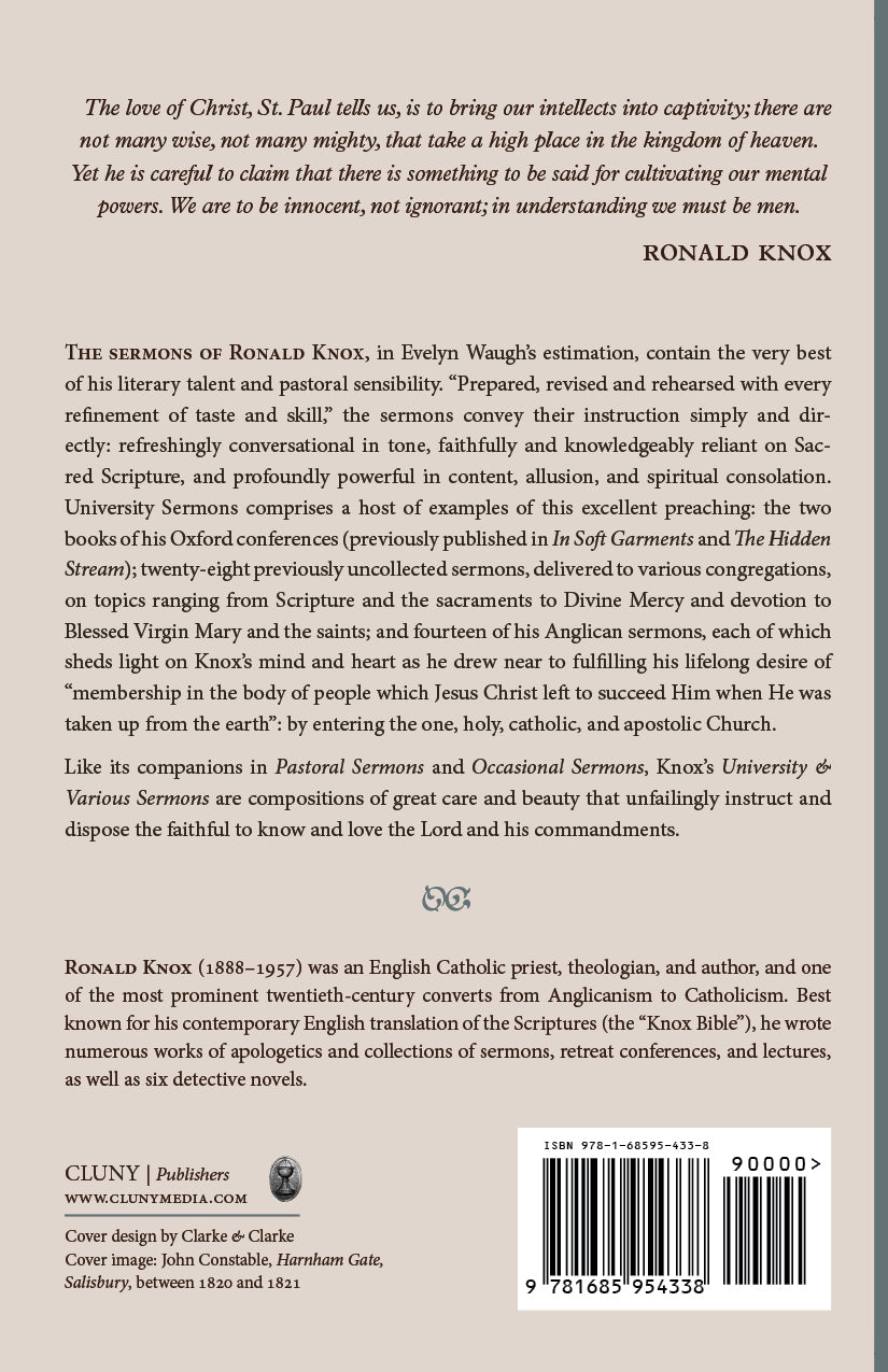 Sermons book back cover with description, Cluny publisher info, and barcode.