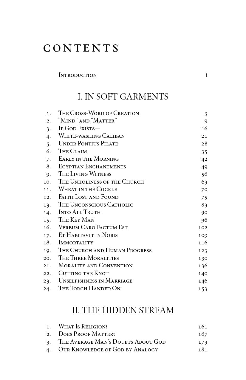 Sermons book contents page with introduction and chapter list with page numbers.