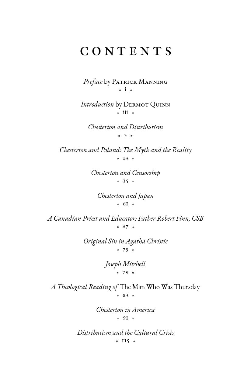 Book contents page listing chapters with page numbers