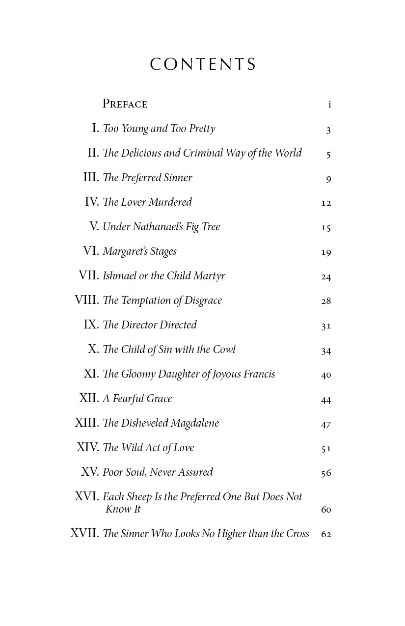 Saint Margaret of Cortona contents page with chapters list I–XVII
