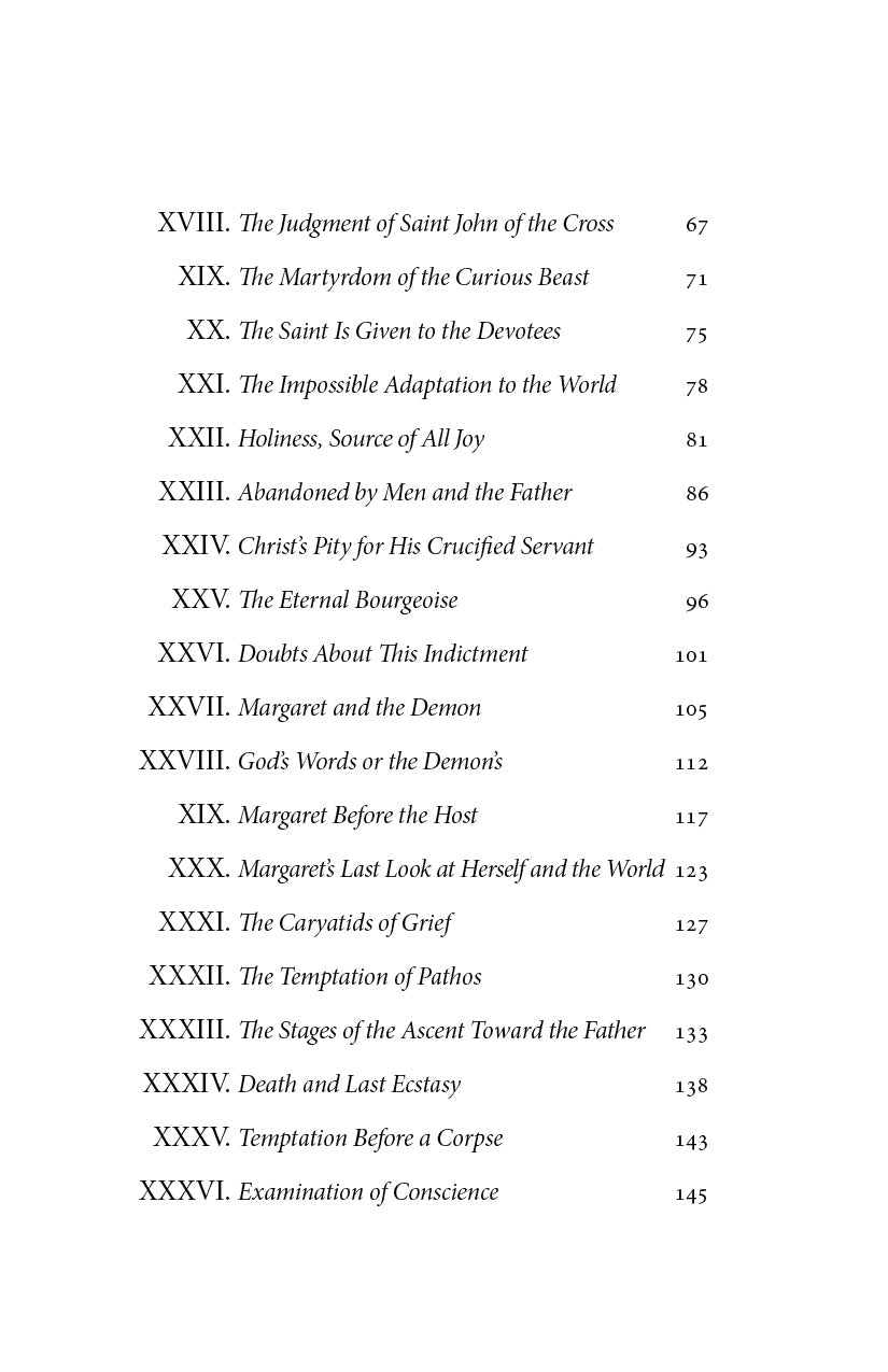 Saint Margaret of Cortona contents page with chapters XVIII–XXXIV