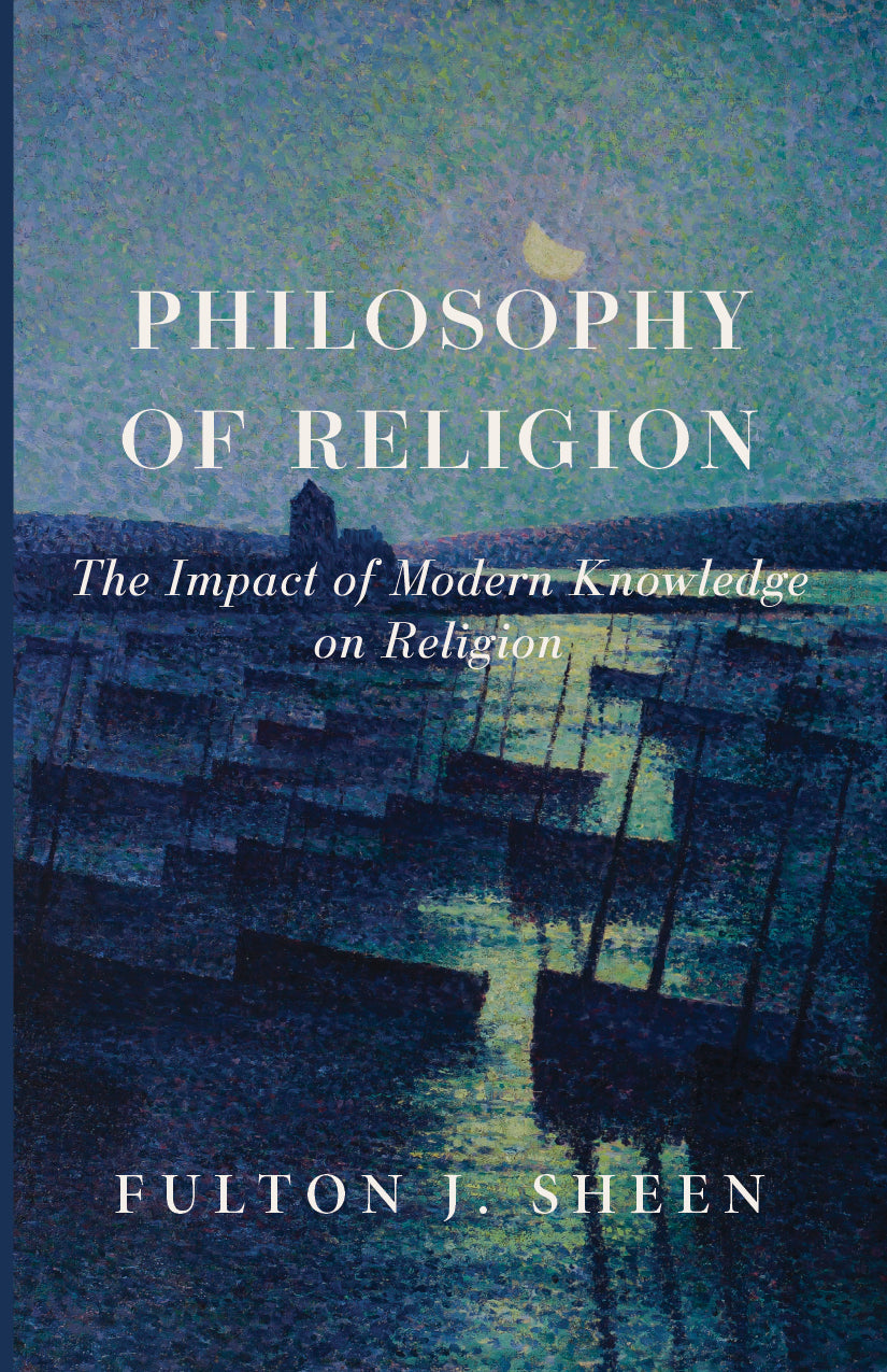 Religion philosophy book cover with title, subtitle, and Fulton J. Sheen