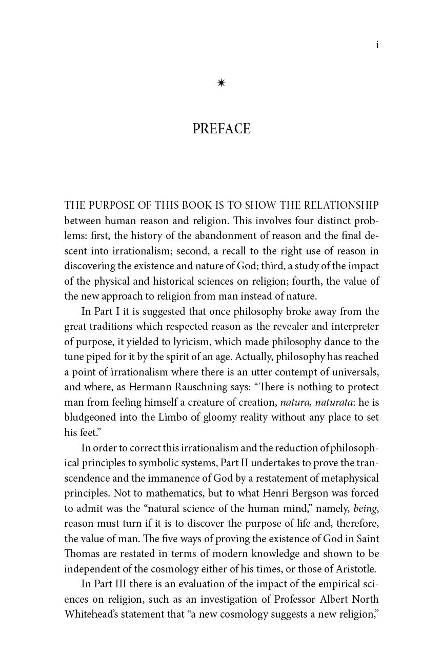 Religion philosophy book preface page with introductory paragraph