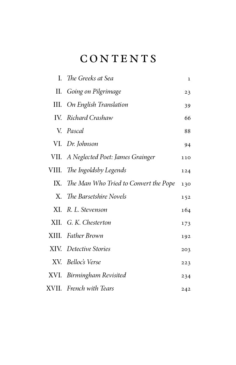 Literary Distractions contents page listing chapters and page numbers