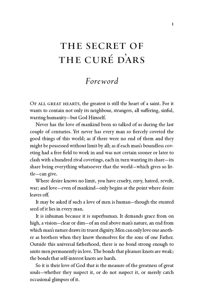 Book page with chapter heading “THE SECRET OF THE CURE D’ARS” and opening text