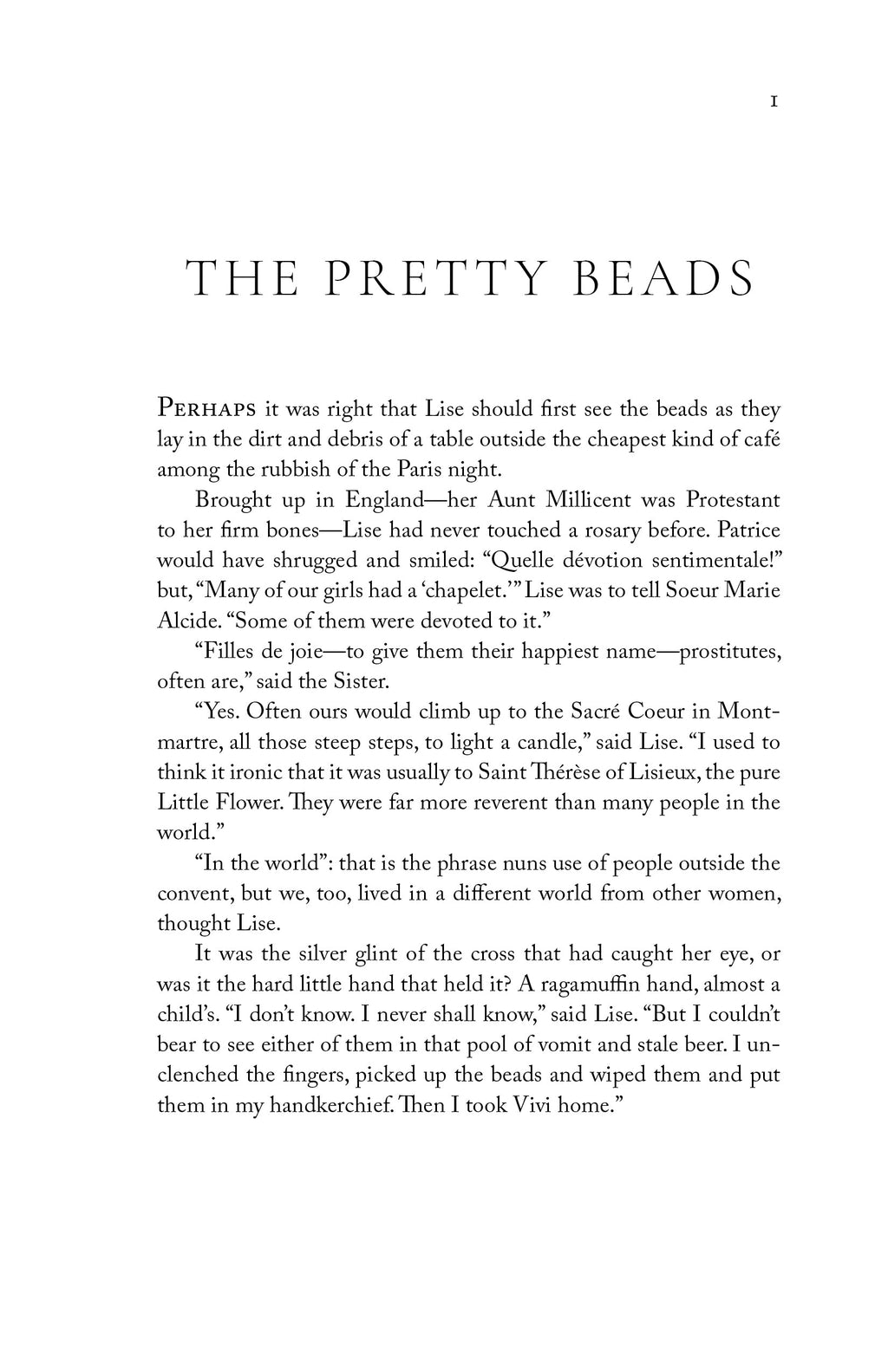 Five for Sorrow, Ten for Joy novel interior page with printed body text