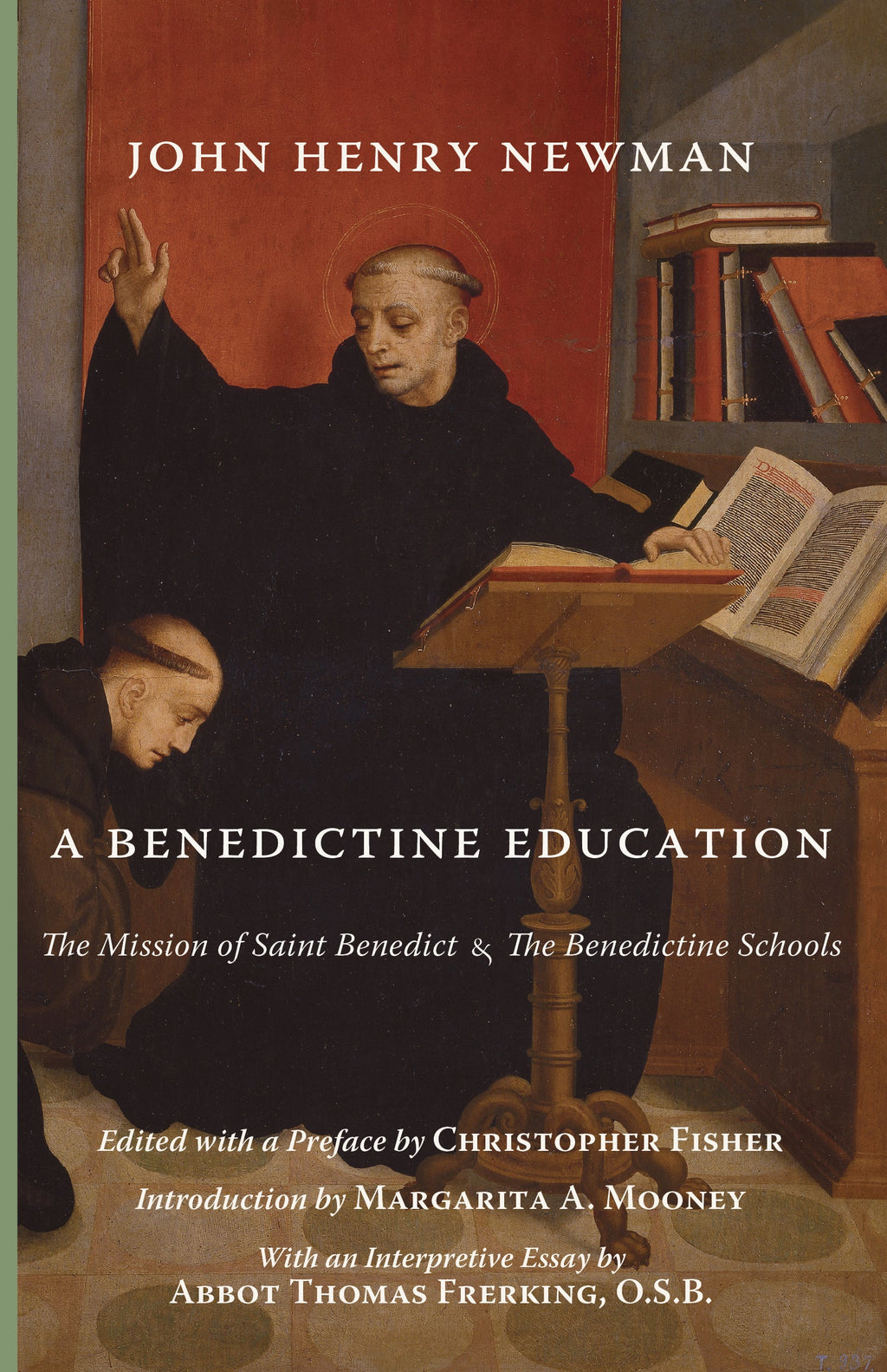 Book cover with illustrated saints and title 'A Benedictine Education'