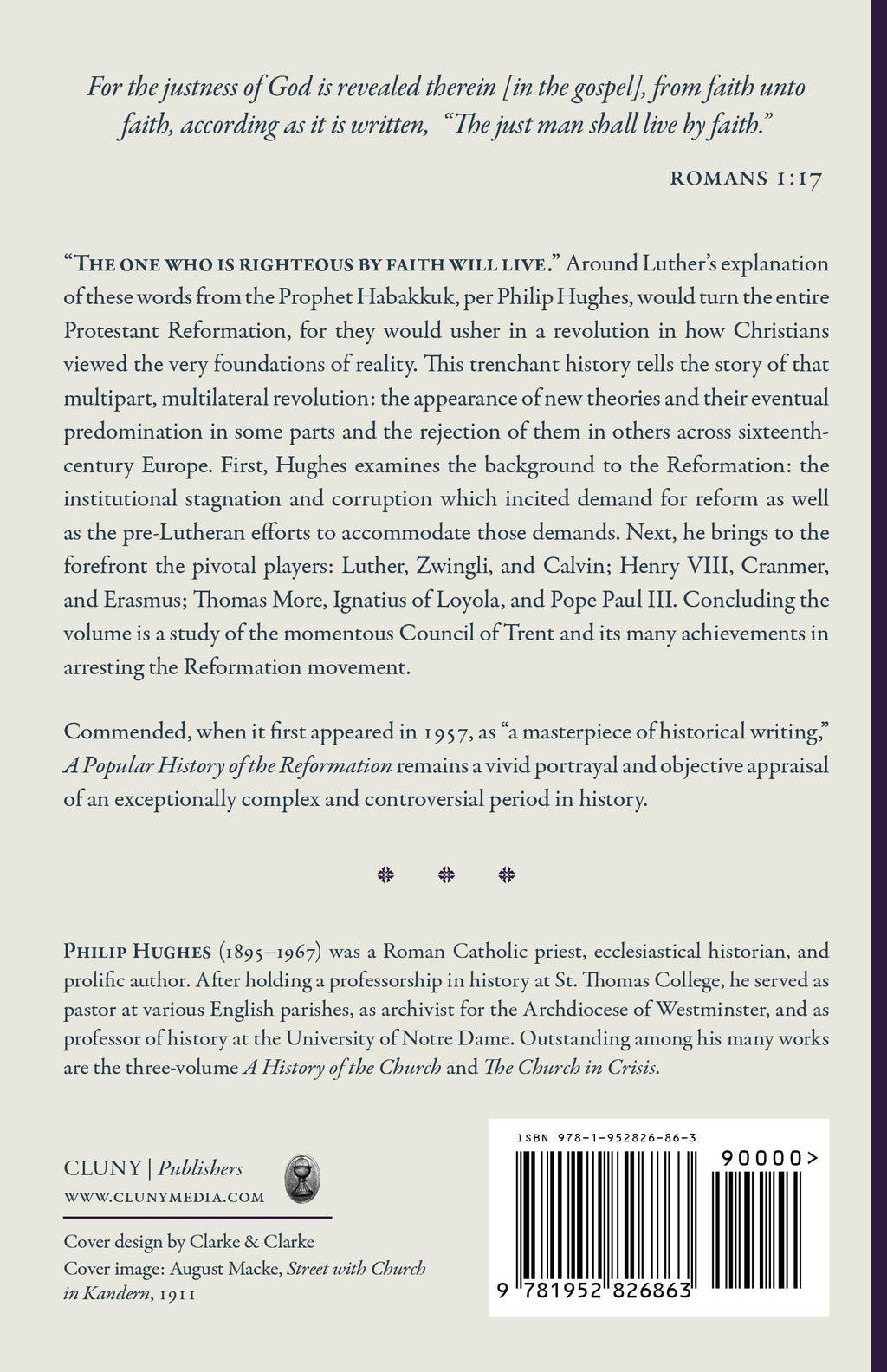 Book back cover with barcode, publisher info, and excerpts about faith and reformation
