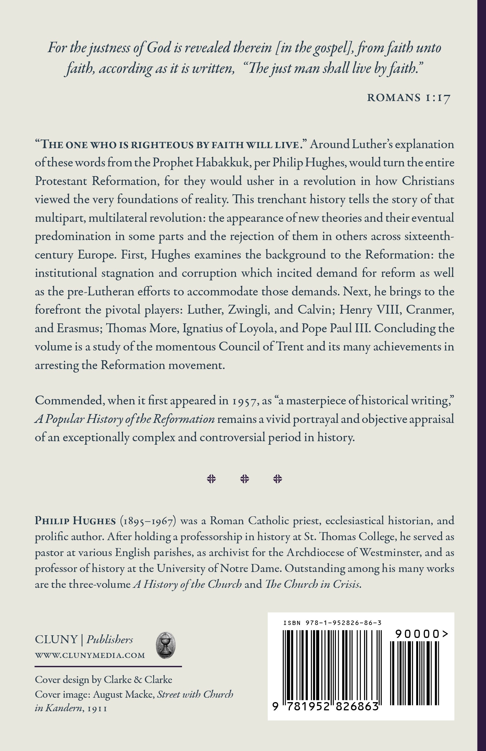 Book back cover with barcode, publisher info, and excerpts about faith and reformation