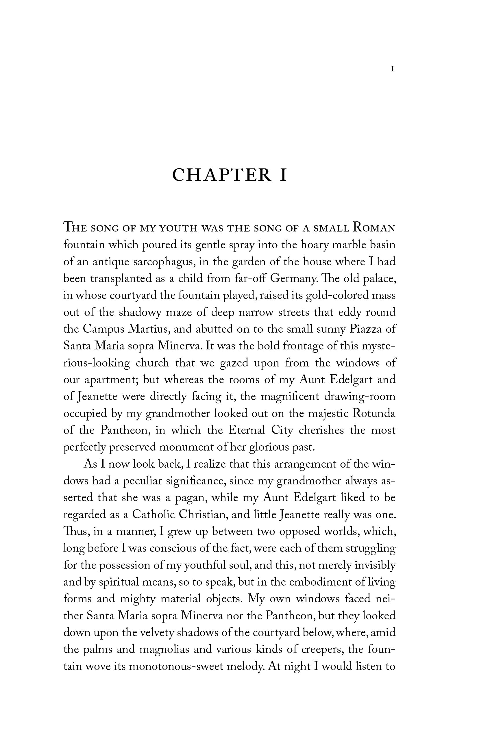 Book chapter page titled Chapter I with small paragraph text