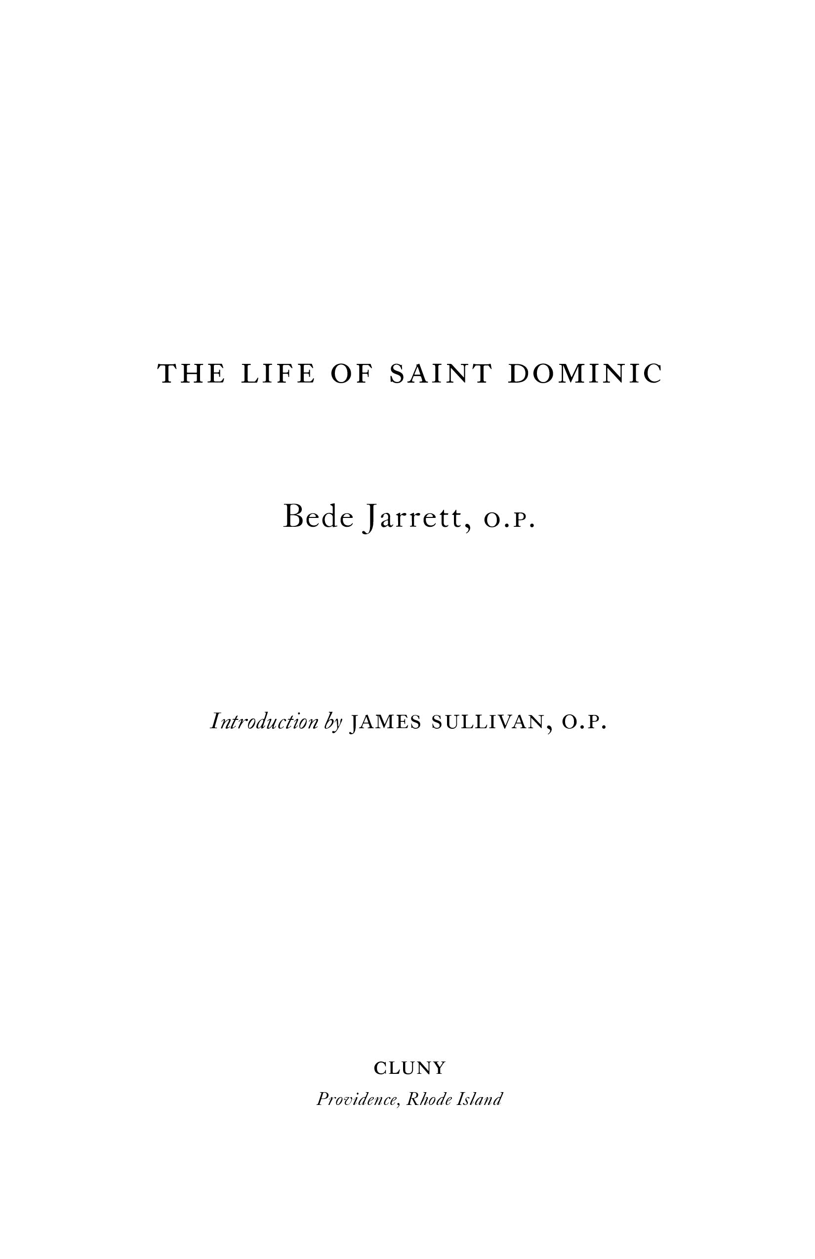 Book title page with The Life of Saint Dominic, Bede Jarrett, and introduction