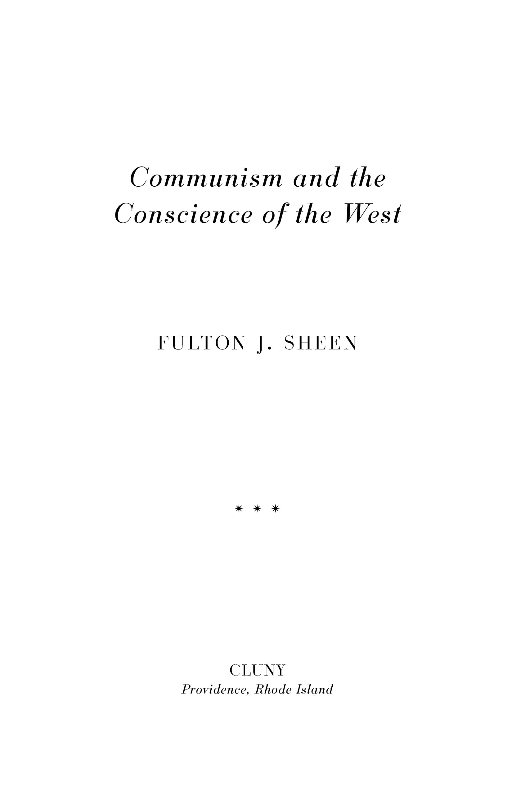 Book title page: Communism and the Conscience of the West by Fulton J. Sheen