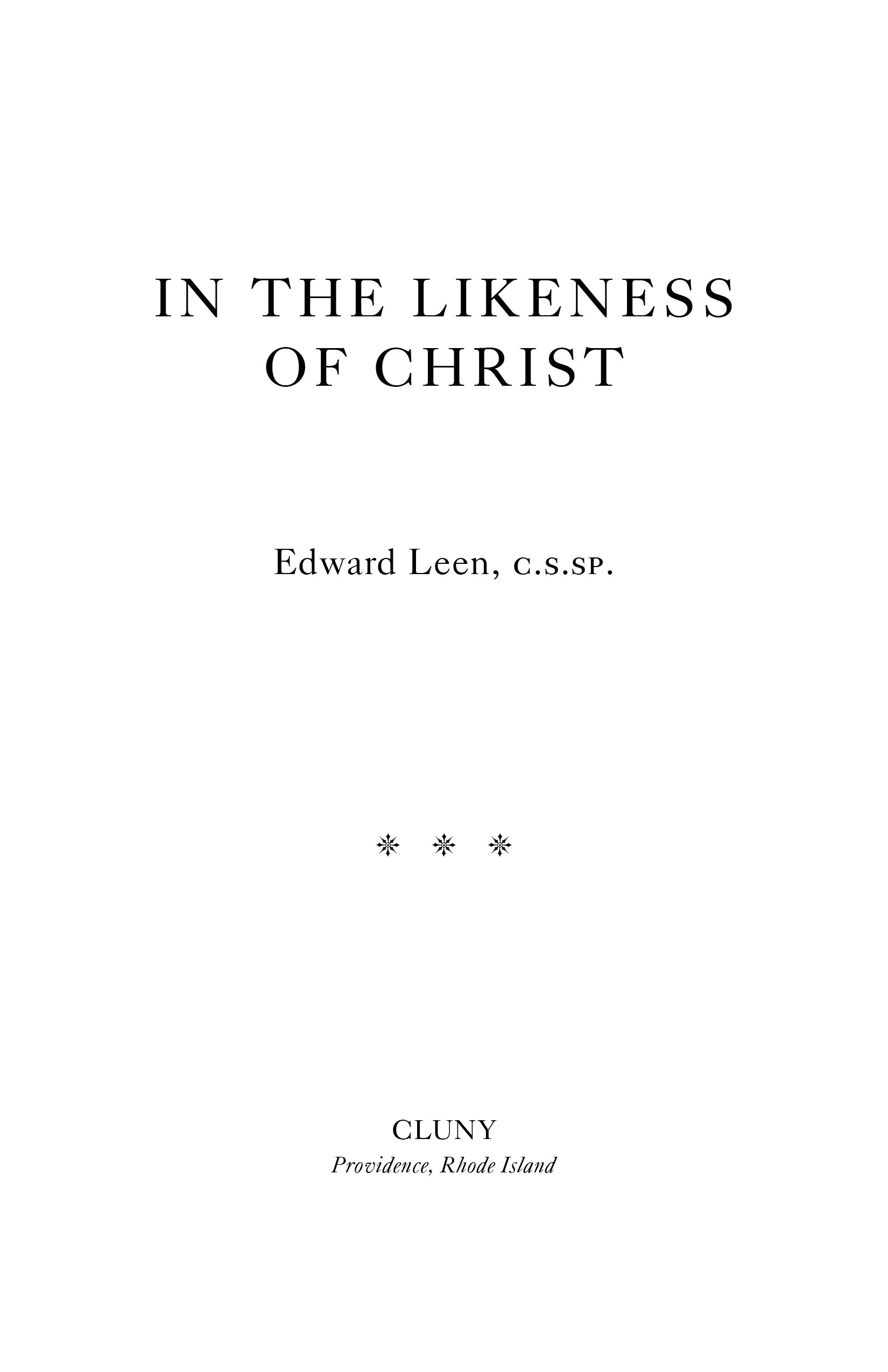 Book title page: 'In the Likeness of Christ' by Edward Leen, C.S.S.P.