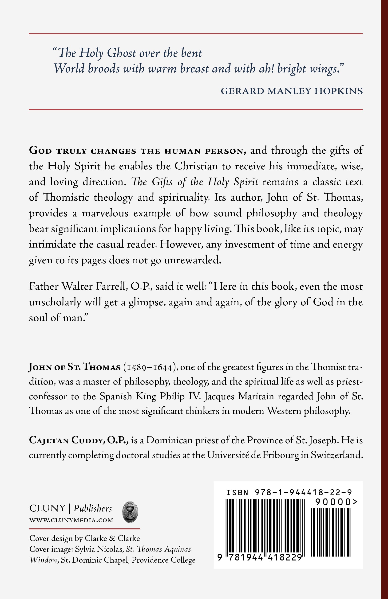 Book back cover with quote text, author bio, publisher details, and barcode