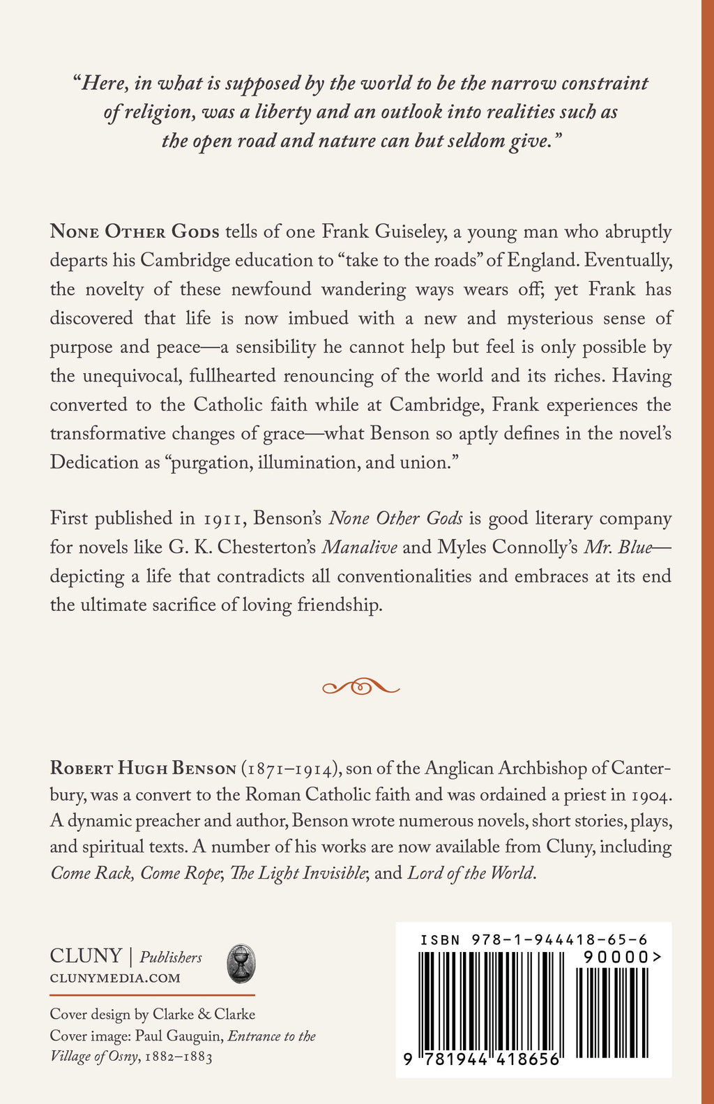 Novel back cover with synopsis text, publisher Cluny Media logo, and barcode