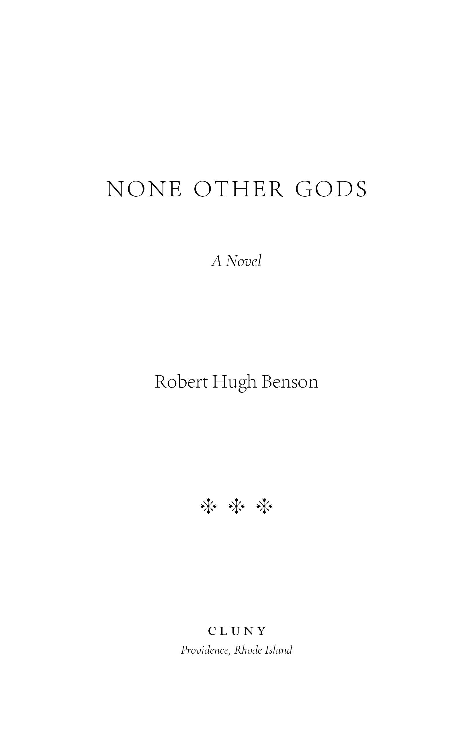 Novel title page with Robert Hugh Benson and Cluny publisher logo