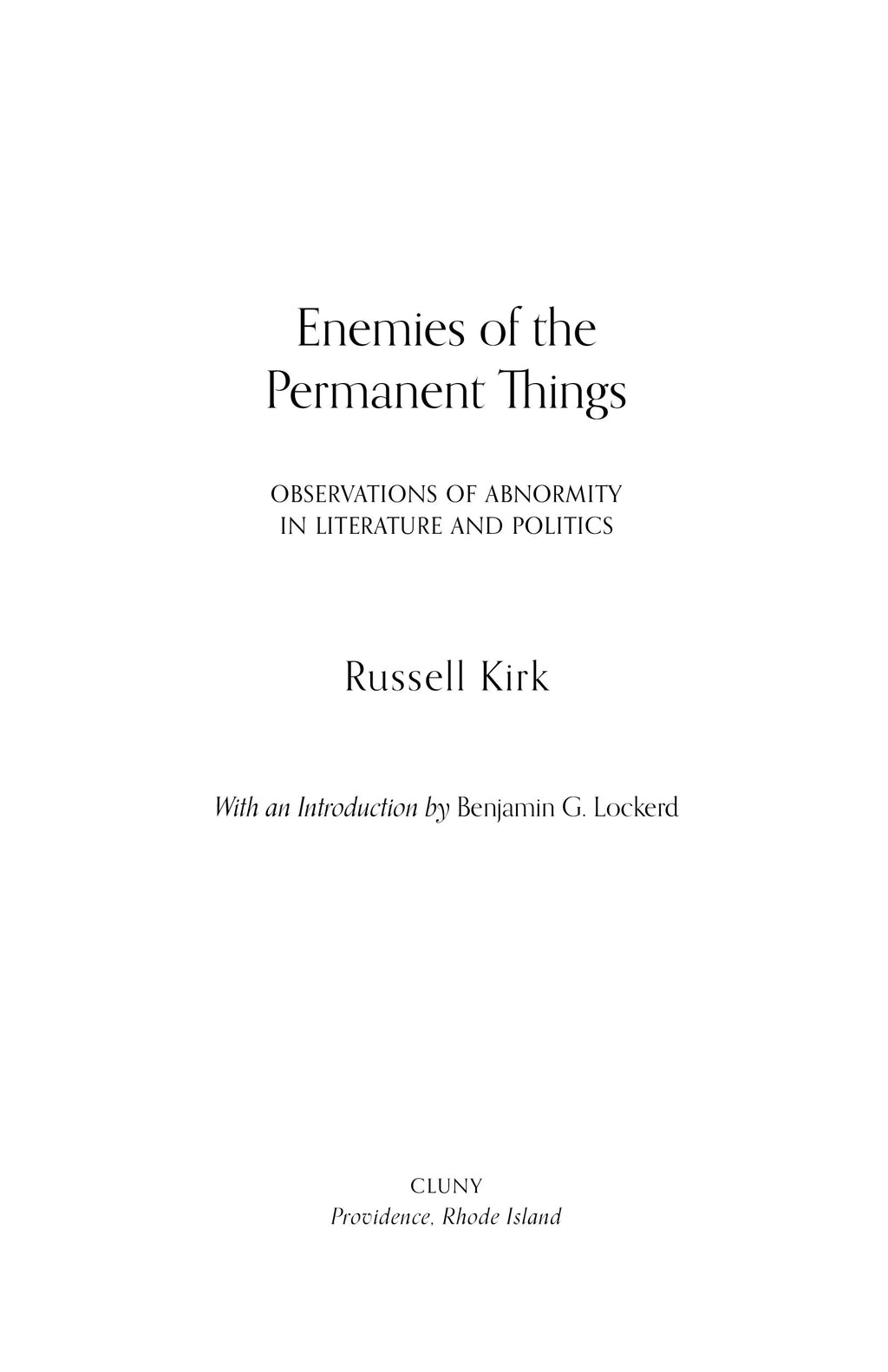 Book title page with Russell Kirk and subtitle "Observations of Abnormality".