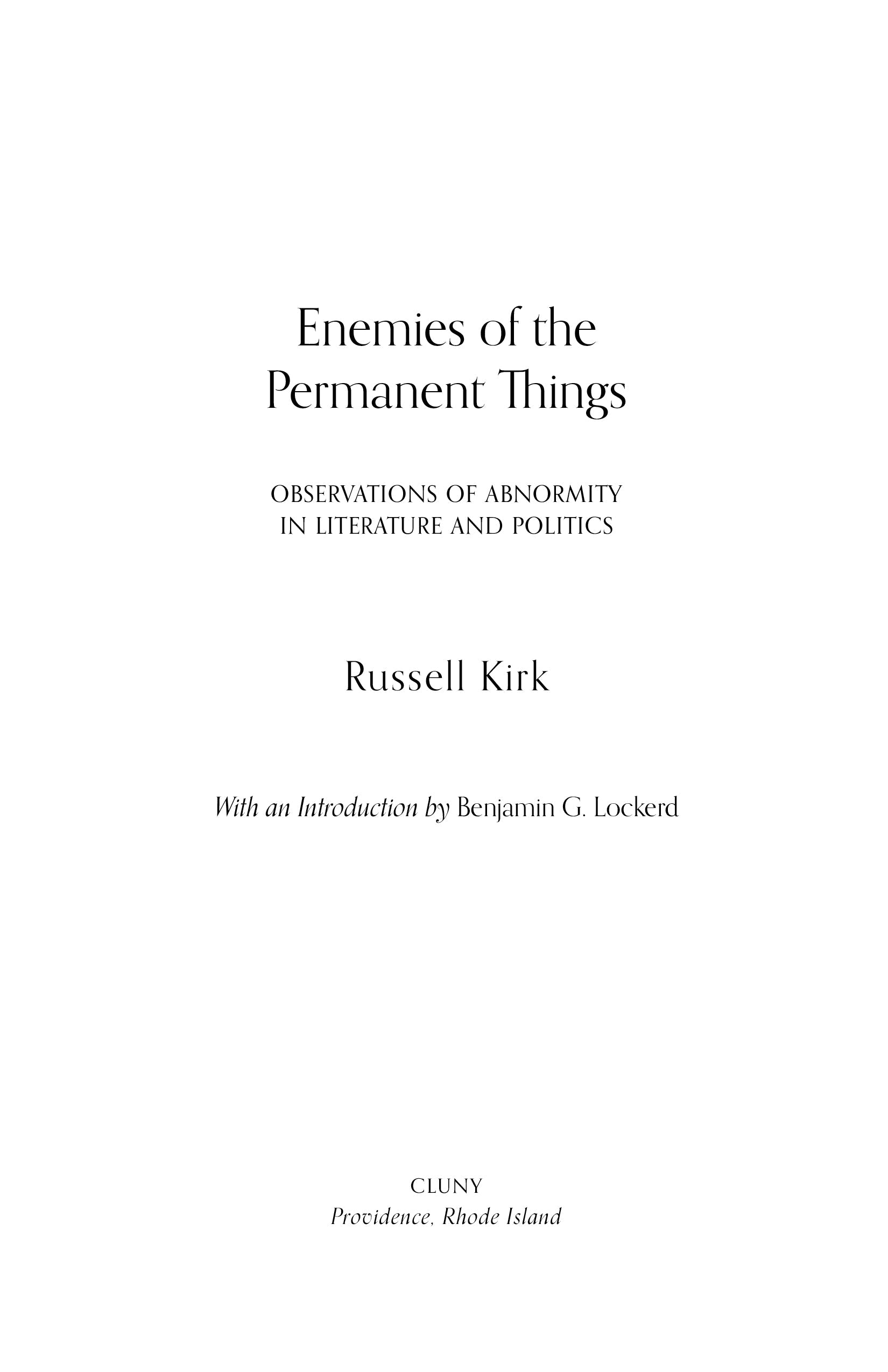 Book title page with Russell Kirk and subtitle "Observations of Abnormality".
