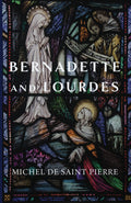 Religious book cover with standing figures and the title “Bernadette and Lourdes”