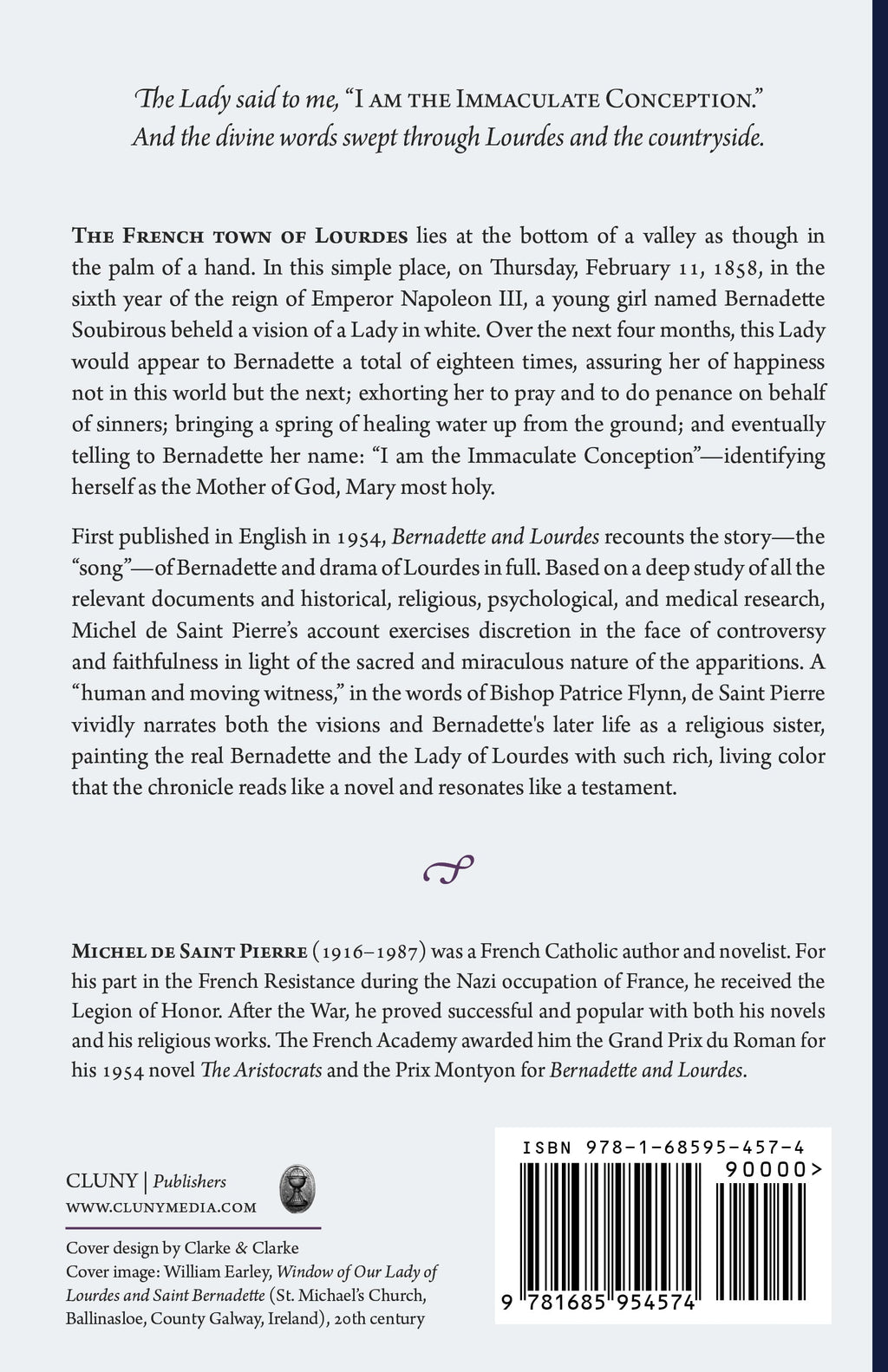 Religious book description page with paragraphs and a barcode at the bottom