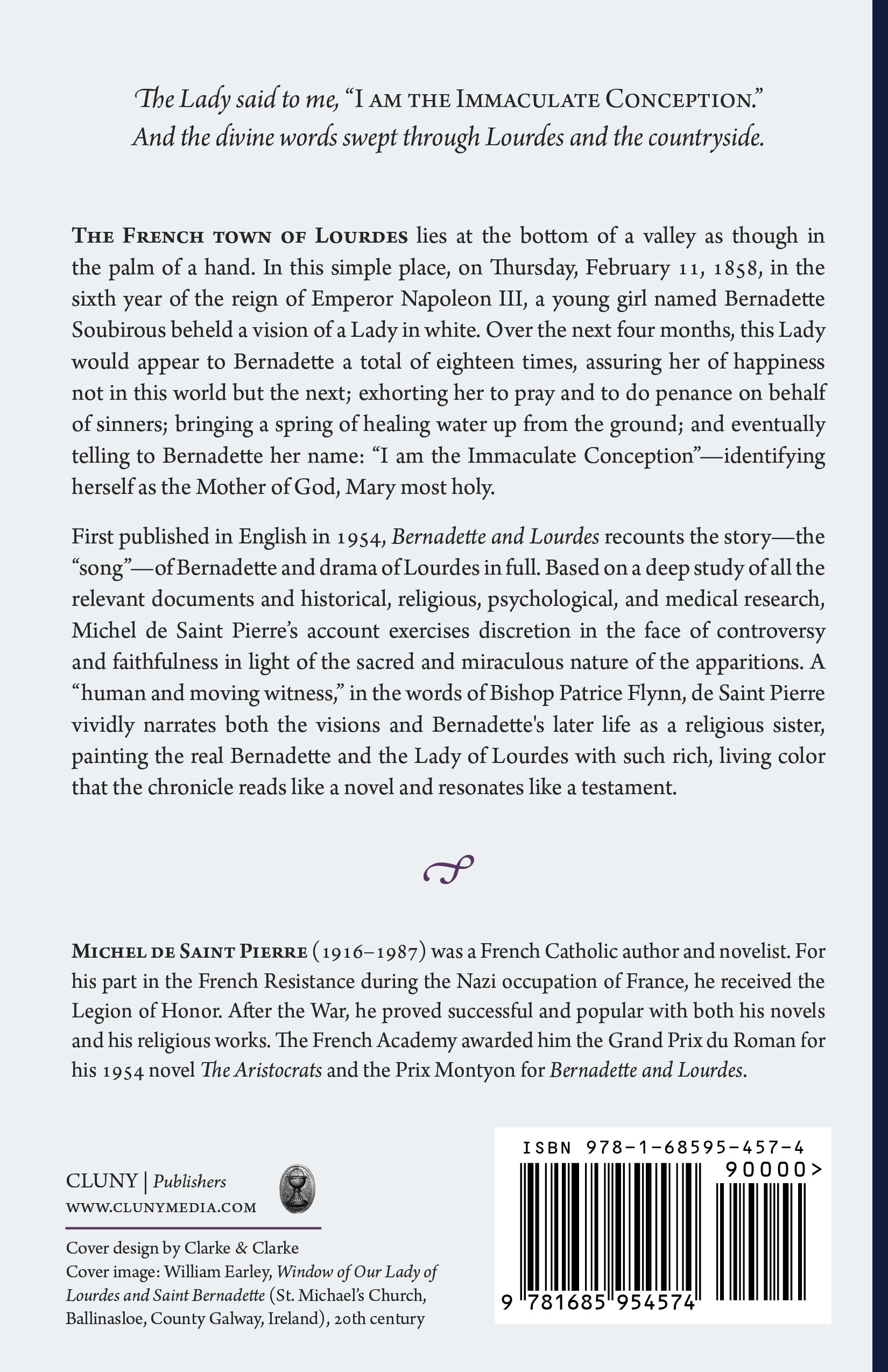 Religious book description page with paragraphs and a barcode at the bottom
