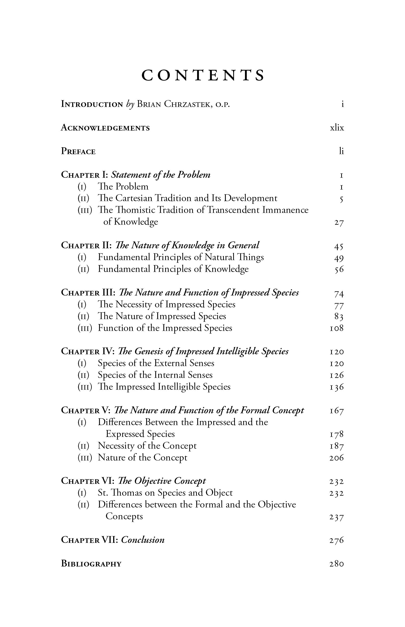 Table of contents page listing chapter titles and page numbers