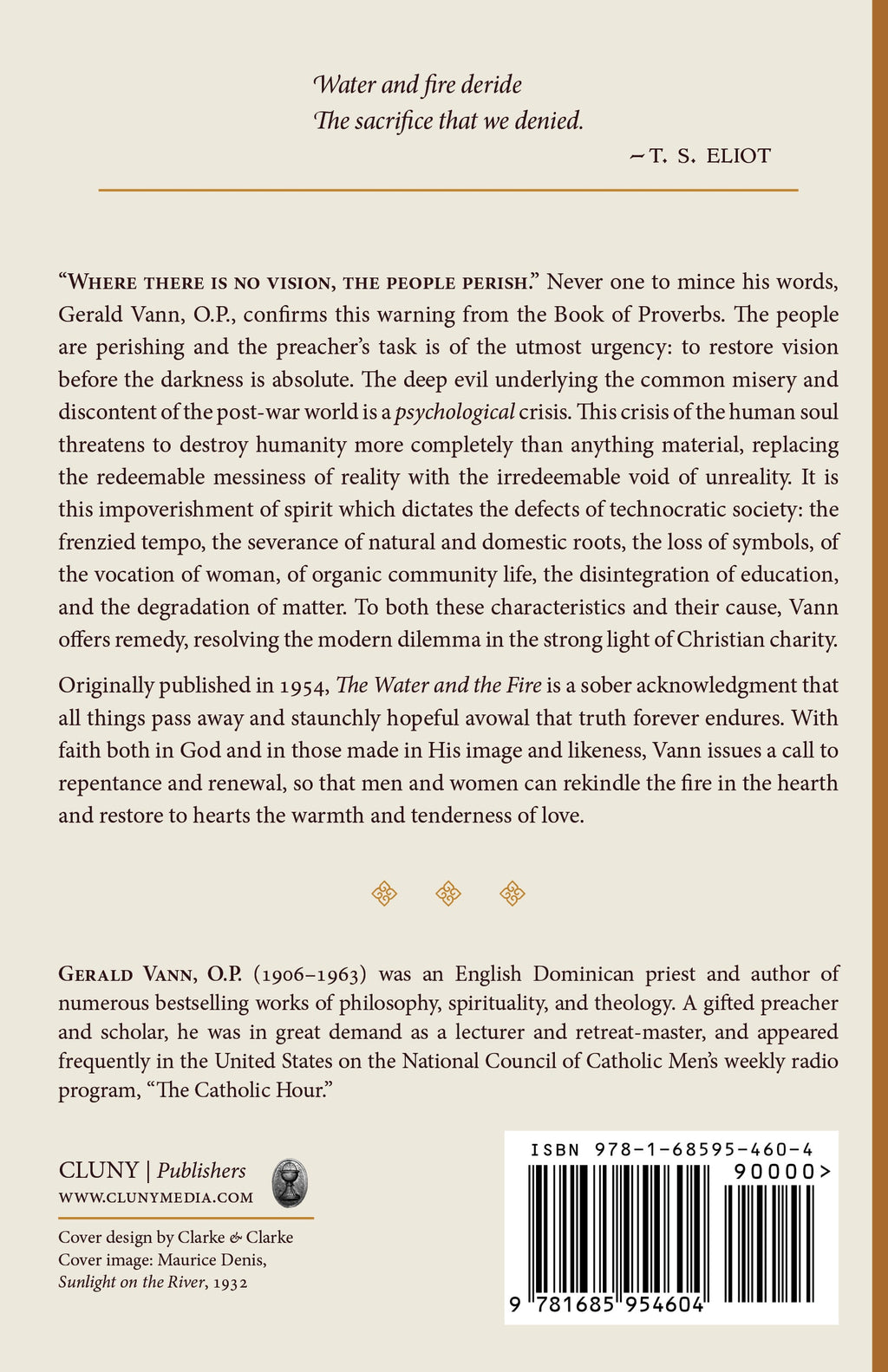 Paperback back cover with excerpt text, author Gerald Vann, O.P., publisher info, barcode
