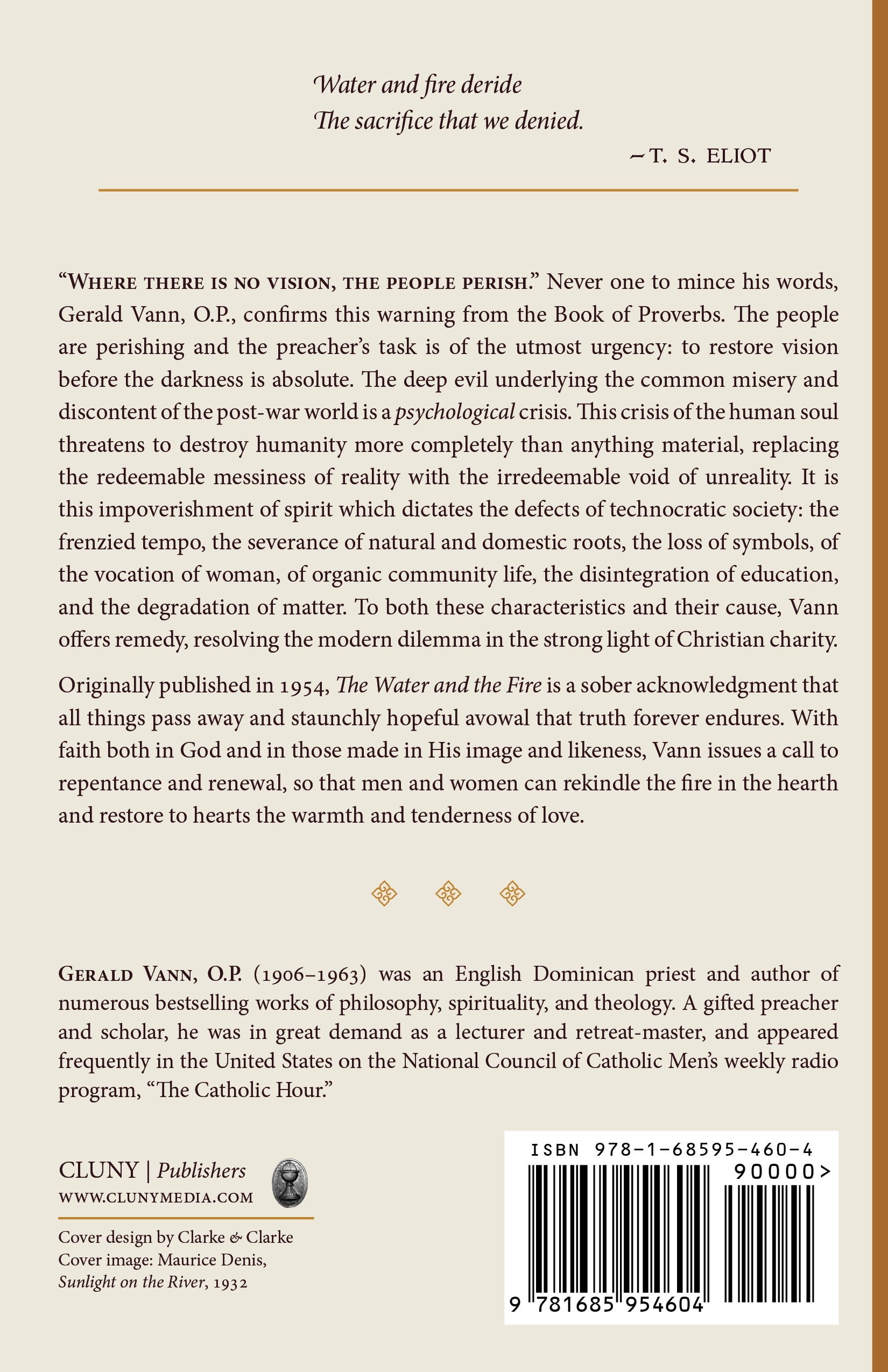 Paperback back cover with excerpt text, author Gerald Vann, O.P., publisher info, barcode