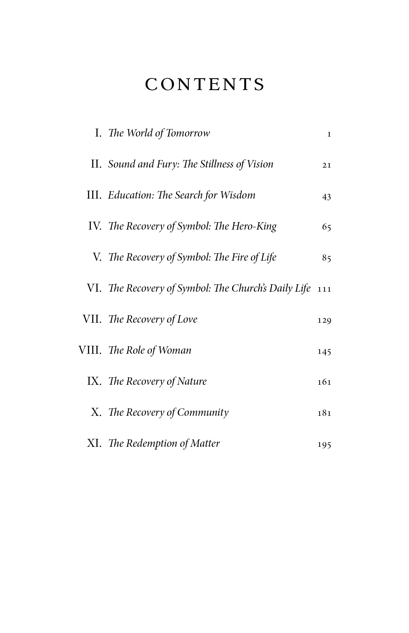 Paperback contents page listing chapters and page numbers
