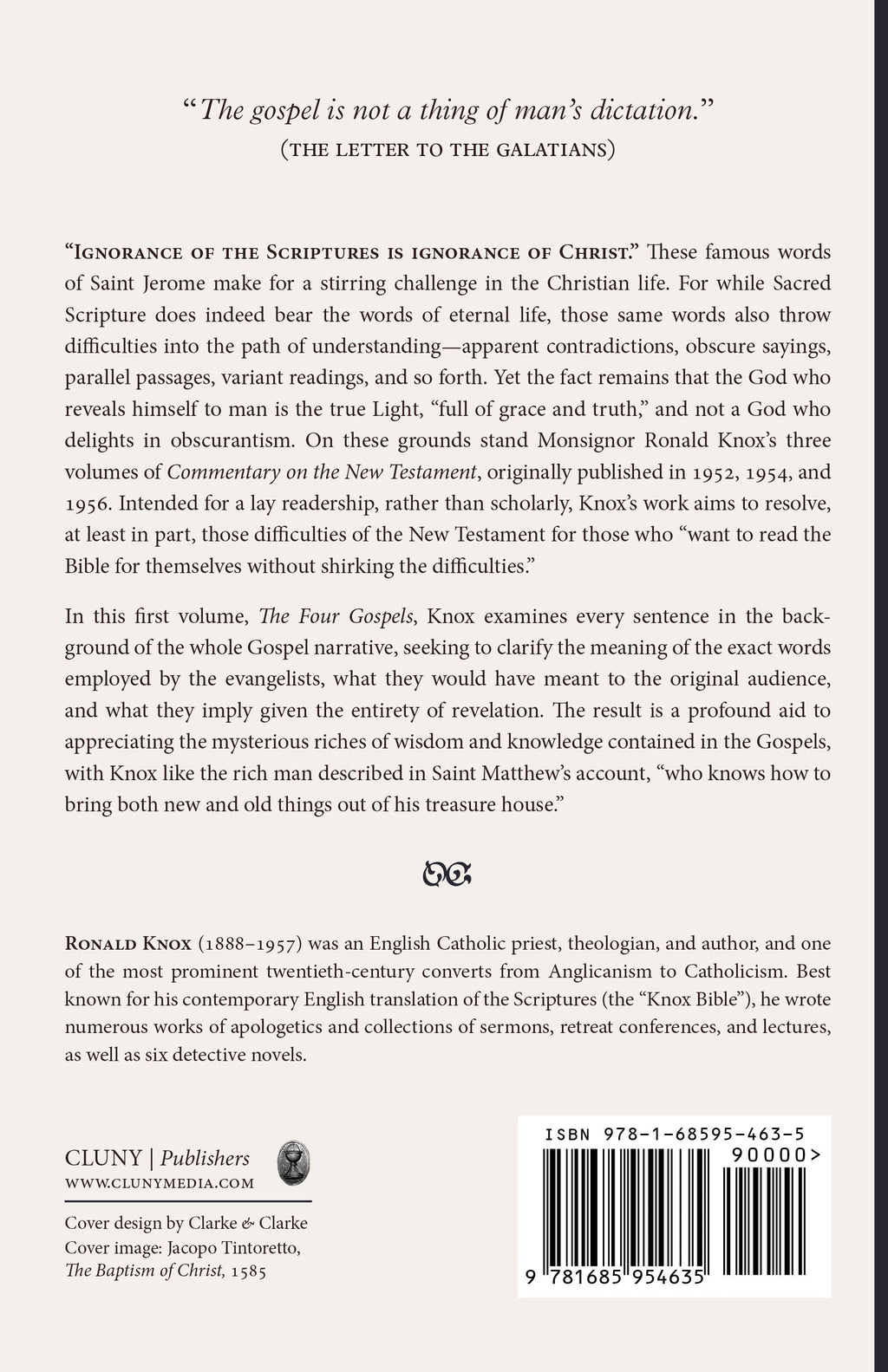 Book back cover with quote, publisher details, and barcode