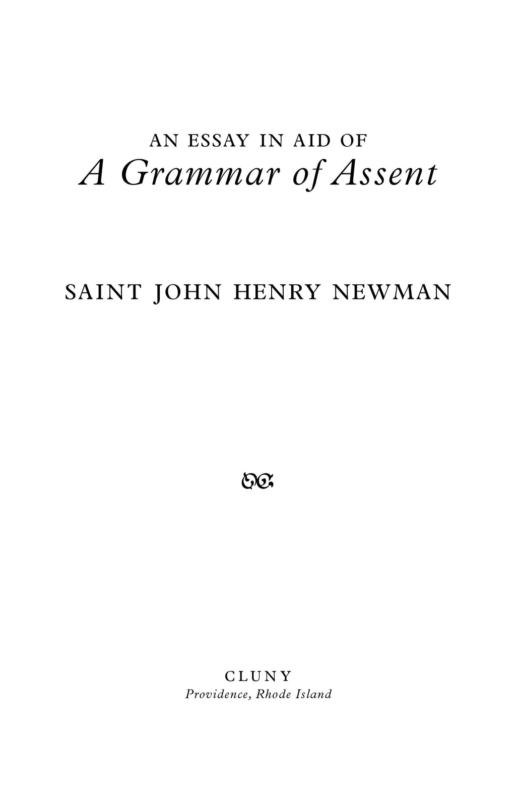 Title page of a book with centered title and author Saint John Henry Newman
