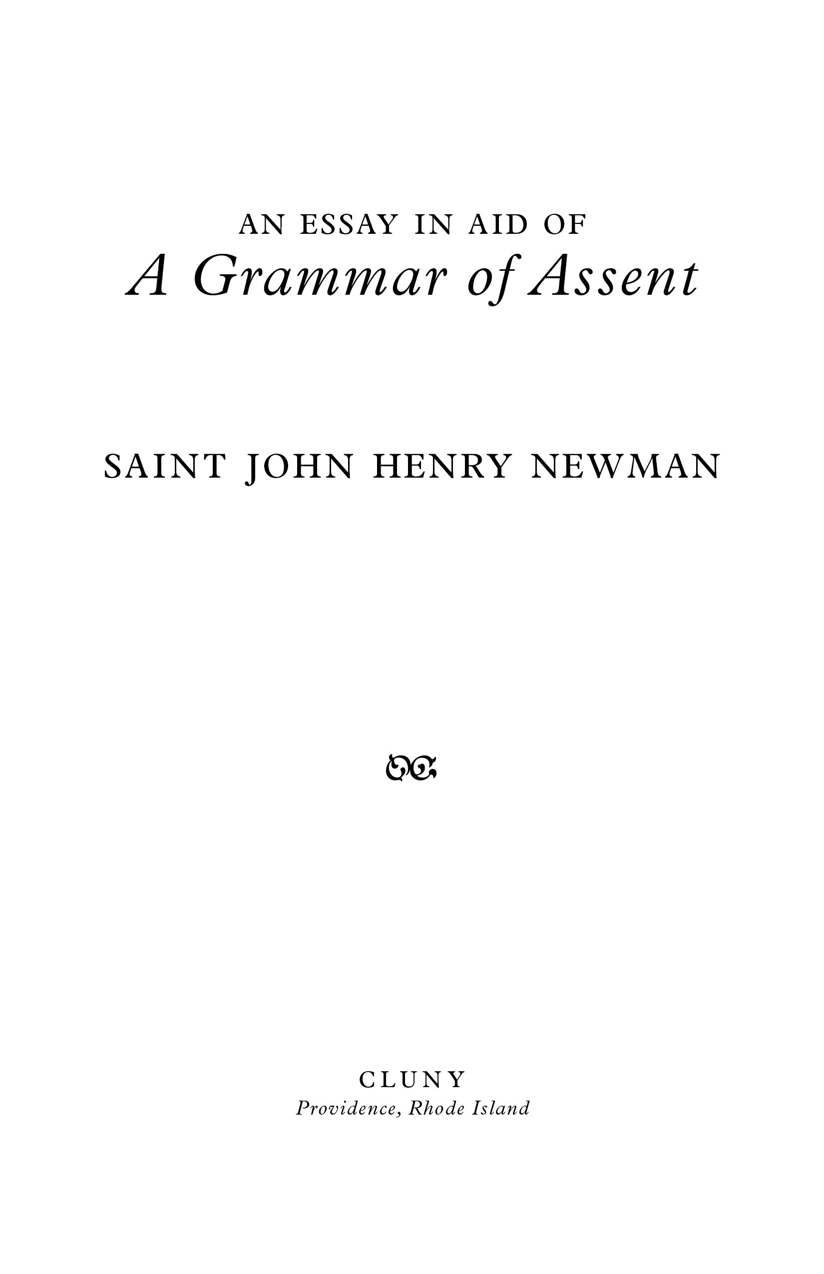Title page of a book with centered title and author Saint John Henry Newman